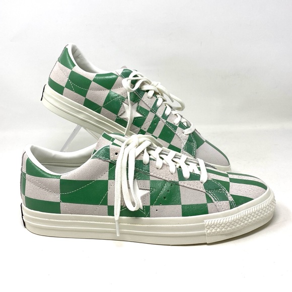 Converse One Star Low Top Suede Checker White Green Men’s Sneakers 172353C - Picture 4 of 10